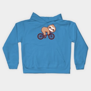 Cute Sloth Sleeping On Bike Cartoon Kids Hoodie